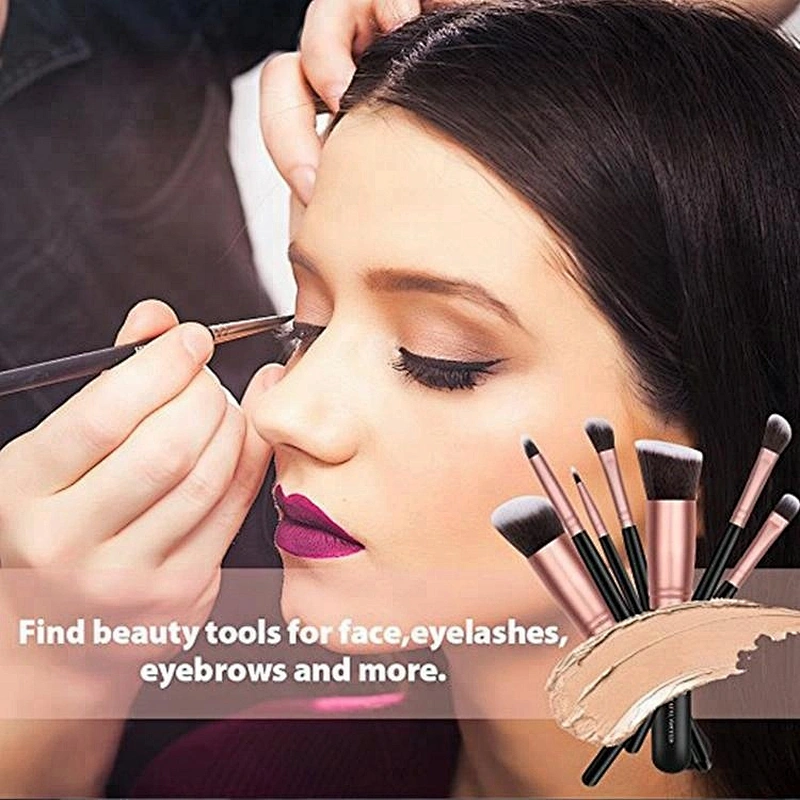 14 Pc Custom Rose Golden Black Makeup Brush Set