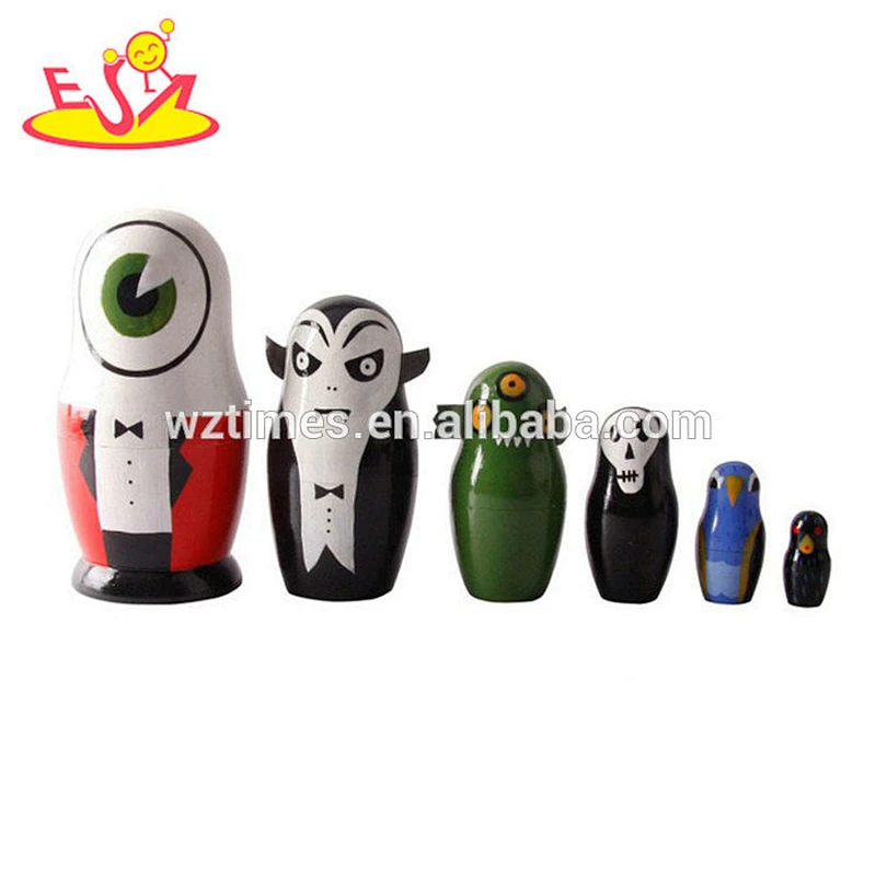 Wholesale delicate baby wooden toy crafts nesting doll for home decoration W06D084