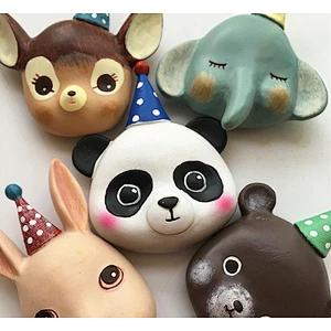 Silicone mold Birthday Hat Elephant Panda Deer Rabbit animal fondant mold