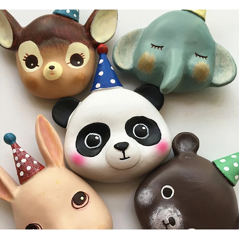 Silicone mold Birthday Hat Elephant Panda Deer Rabbit animal fondant mold