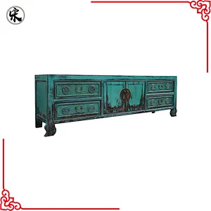 chinese antique distressed lacquered tv cabinet stand living room furniture