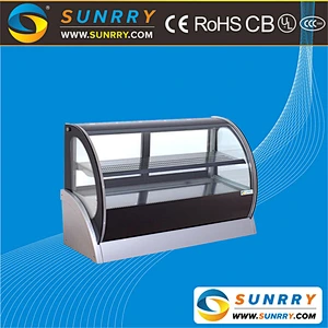 Guangzhou manufacturer countertop glass door hot cake display showcase for cake