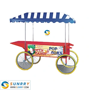 2018 automatic flat top electric big sweet popcorn machine with wheels