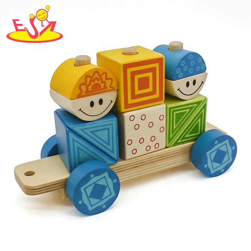 New popular children wooden pull along train for education W05C096