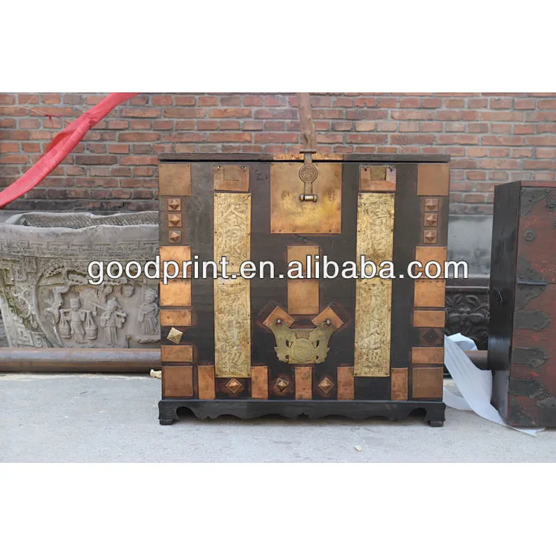 Chinese antique reproduction furniture/ iron chest