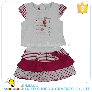 Custom design children girls summer 2 piece short skirt outfit sets