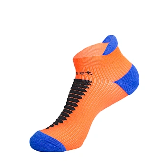 Men's Unisex Nylon Cotton Orange Color Jcquard Free Terry Running Socks