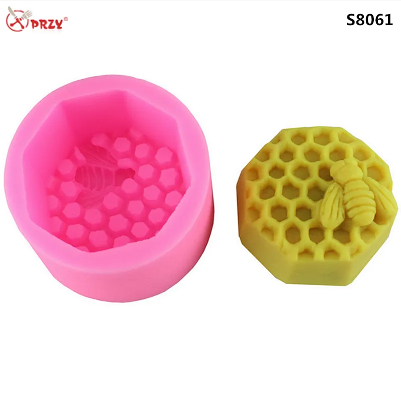 DIY Three-dimensional Bee Honeycomb silicone Fondant cake Mold handmade Silicone Soap Molds