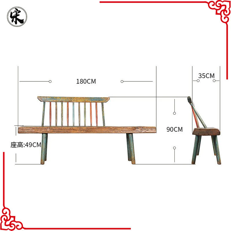 chinese antique recycled wood outdoor seating bench, indonesian bench furniture