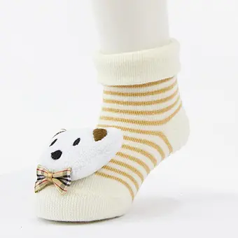 Oem Custom 3d cartoon pattern newborn cotton ankle socks non slip infant rubber sole toddler Socks baby cute kids