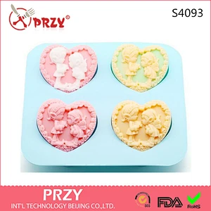 S4093 PRZY New 2016 DIY handmade soap molds for homemade SOAP mold 4 even heart-shaped Angel cold SOAP mold