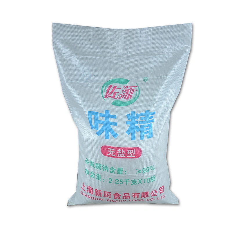100% virgin white plastic 25kg polypropylene pp woven fabric bag for aginomoto flour packaging