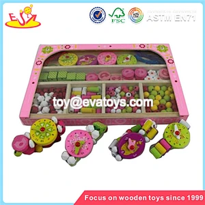 Wholesale beautiful wooden threading beads toy brain training wooden threading beads toy W11E002