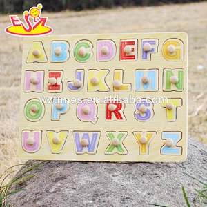 2018 top sale kids wooden alphabet puzzle educational alphabet puzzle W14M101