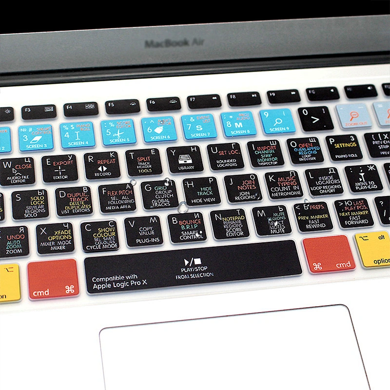 hot sale 2018 Logic Pro X Functional Silicone Keyboard Russian Skin laptop skin covers For Macbook Pro 13 Retina for mac pro 15