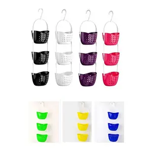 3 TIER SHOWER CADDY BATH RACK PLASTIC HANGING OVER BASKET UNIT SHOWER ORGANISER