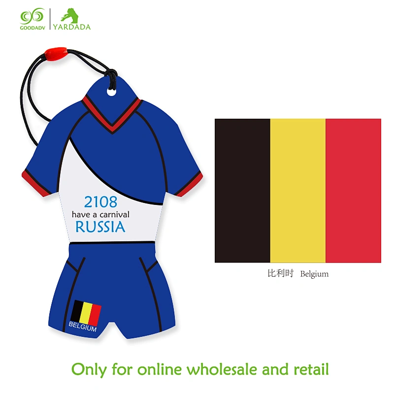 Belgium T-shirt shape, 2018 Football Cup air freshener lasting fragrance, personalized design stock hot sale