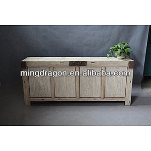 Chinese antique white washed reclaimed wood natural vanity cabinet