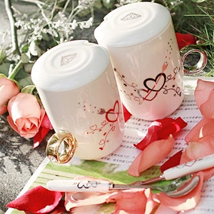 unique design coffee mug luxury metal handle ceramic coffee mug portable travel mug with spoon