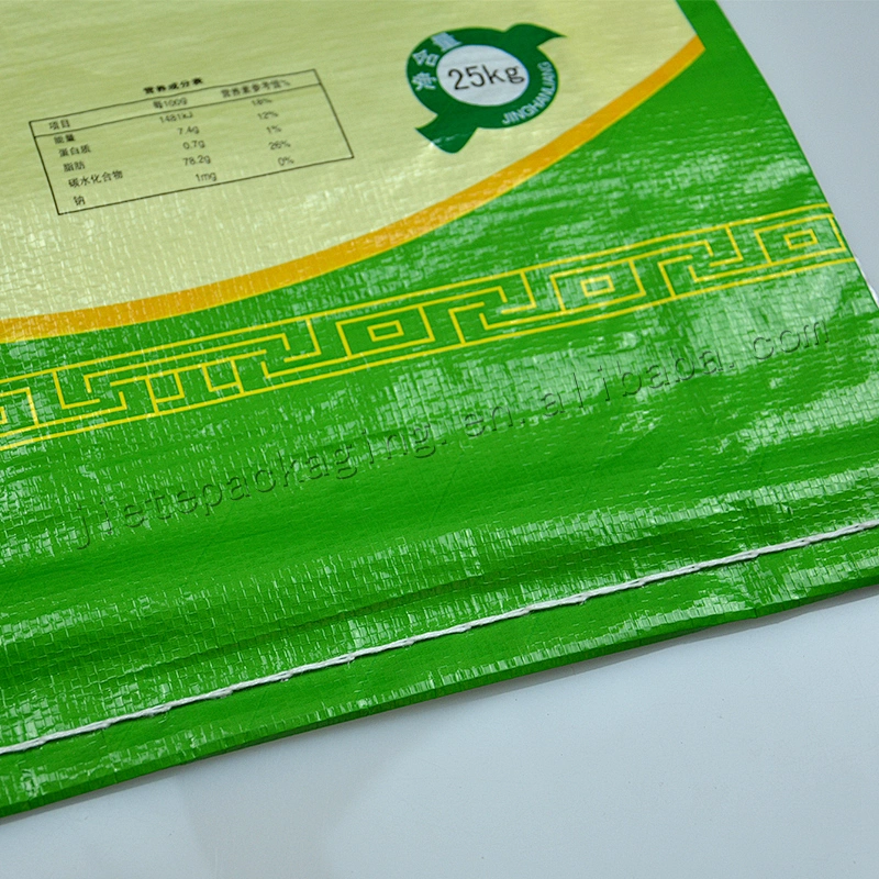 25kg pp woven rice packaging bag for grain green