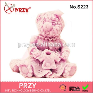 S223 PRZY 2015 best selling wholesale teddy bear silicone soap molds
