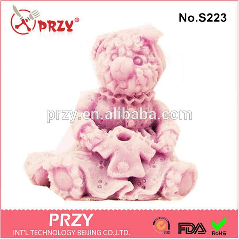 S223 PRZY 2015 best selling wholesale teddy bear silicone soap molds