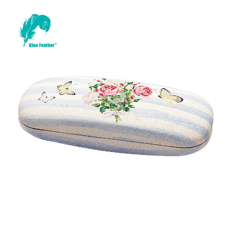 Floral Butterfly Pattern Striped Eyewear Case for Daily Protection