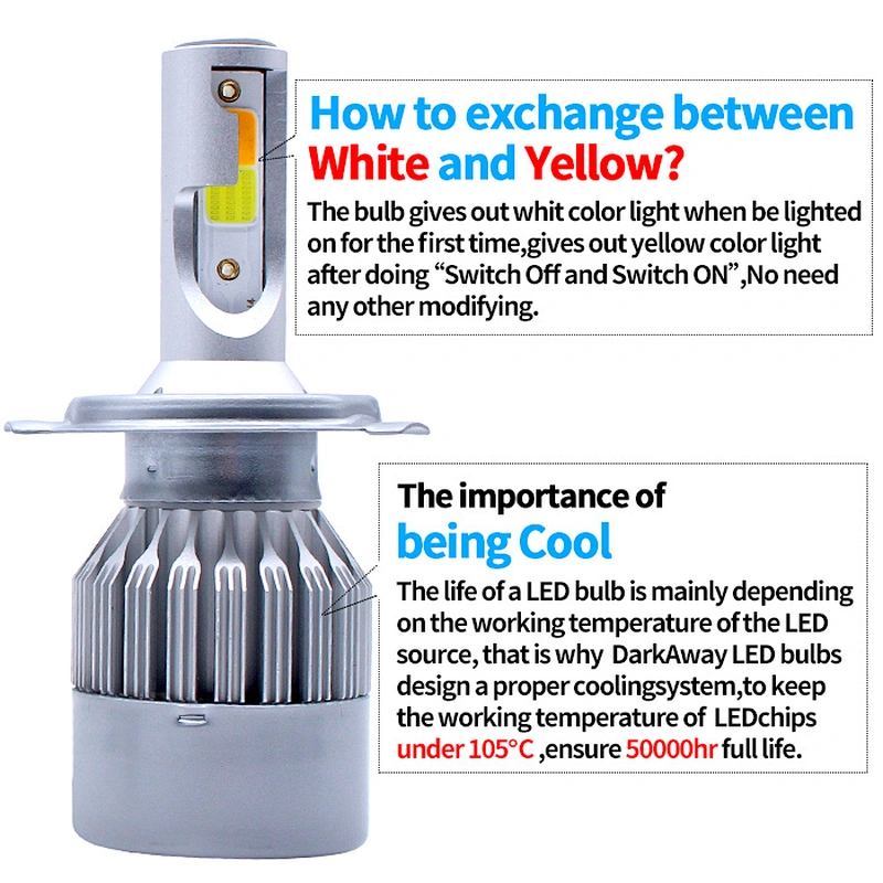 LIGHTECH 3800lm 36w H8 H9 H11 C6 Led Headlight H11With Dual Color