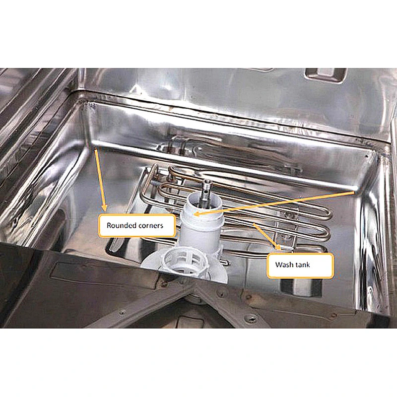 High hourly capacity industrial hood type detergent dishwasher for safe plastic plates