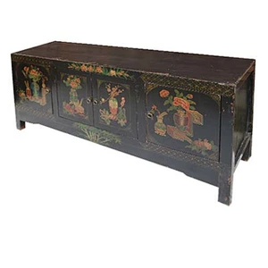 chinese antique shabby chic flower painting vintage mongolian cabinet