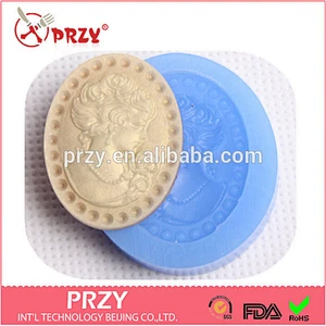 F2011 PRZY lady face cameo fondant silicone pastry baking mold