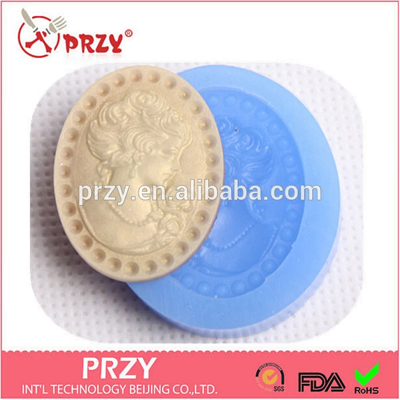 F2011 PRZY lady face cameo fondant silicone pastry baking mold