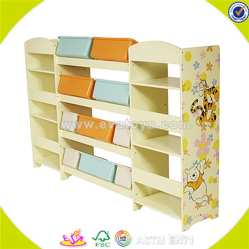 Wholesale hot sale wooden toy organizer for kids with 12 bins popular kids wooden storage box W08C034