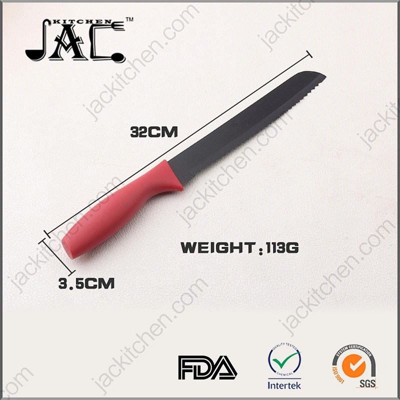 Amazon Hotsale Colourful PP Handle Non Stick Coated Stainless Steel 8 Inch Bread Knife