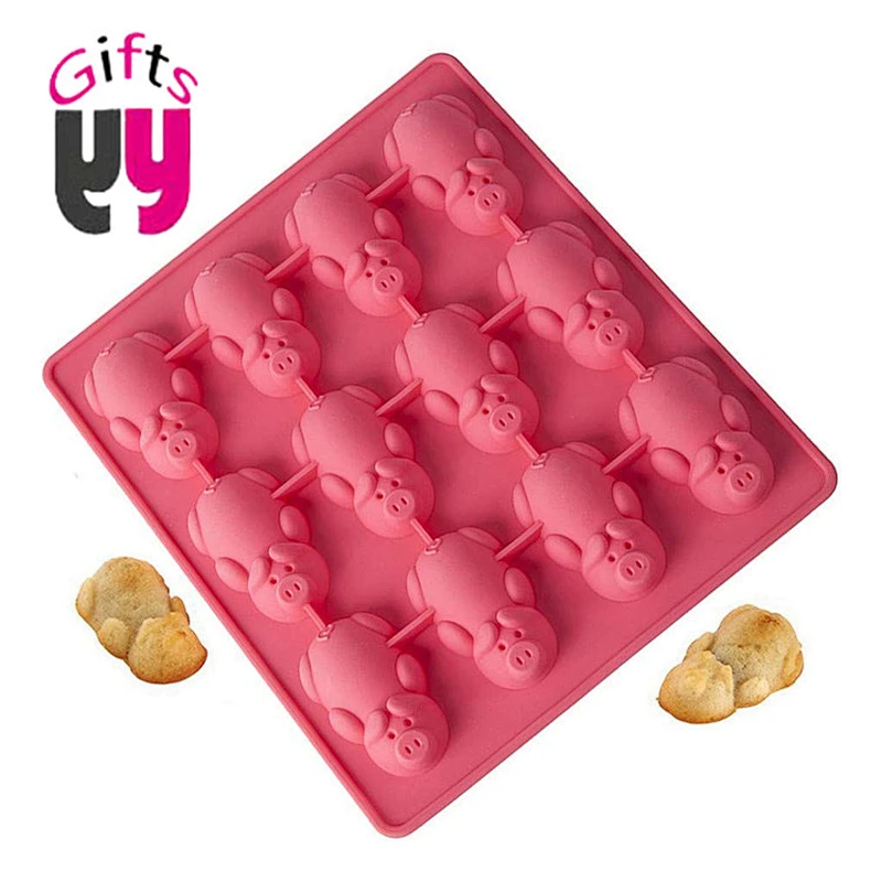 silicone mold for baking cakes 12 cavities pig shaped silicone baking mold