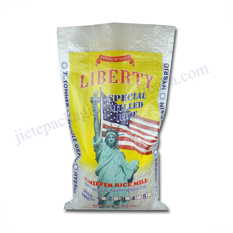 Yellow agricultural use plastic laminated pp basmati rice packing bag 50kg