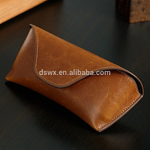 Sunglasses Case Leather Glasses Case with Popper Closure