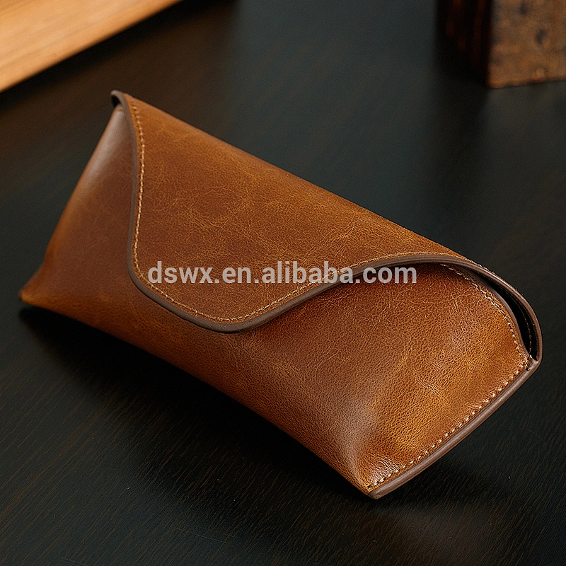 Sunglasses Case Leather Glasses Case with Popper Closure