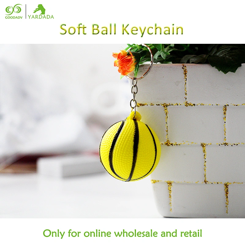 40mm diameter elastic ball children's toys, color PU basketball key chain, wallet pendant car pendant promotional gifts in stock