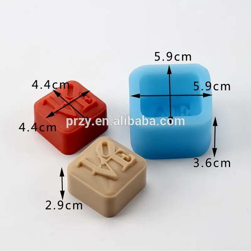 S6030 square shape LOVE silicone soaps mold for sale