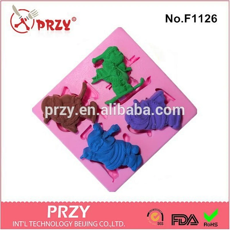 2015 hotsale santa skiing silicone cake mold