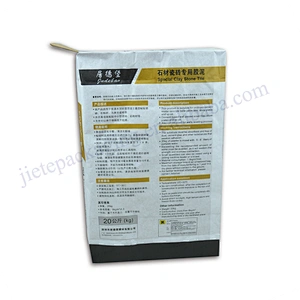 20kg block bottom stand up white kraft paper cement bag for dry mortar,tile adhesive,gypsum powder