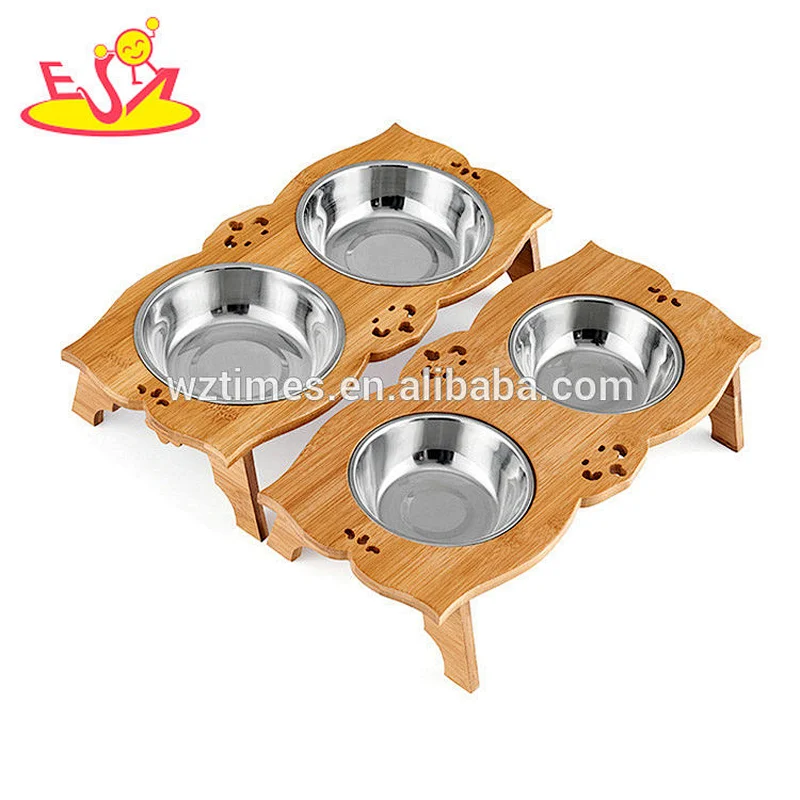 Wholesale most popular safety feeder pet wooden raised cat bowl W06F052