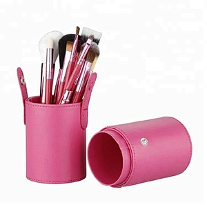 Rose Red 12pcs Makeup Brush Set With Roller Bag