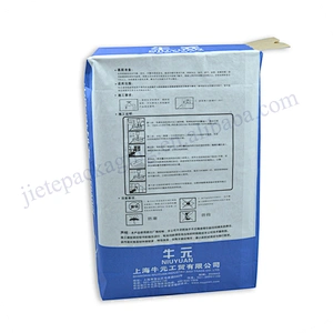Empty multilayer white kraft paper cement packing bag dimension 38*40*10cm 20kg tile adhesive
