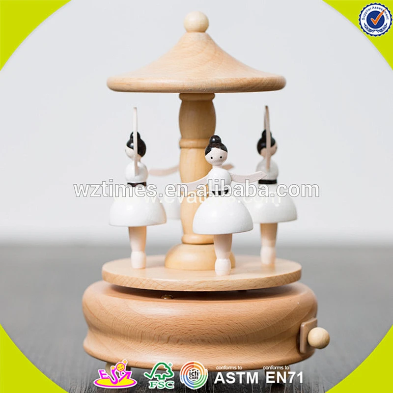 Wholesale high quality girls toys wooden dancing music box handmade W07B056