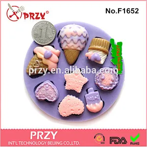 2015 hotsale sugarcraft fondant ice cream shaped silicone molds for cake decorating