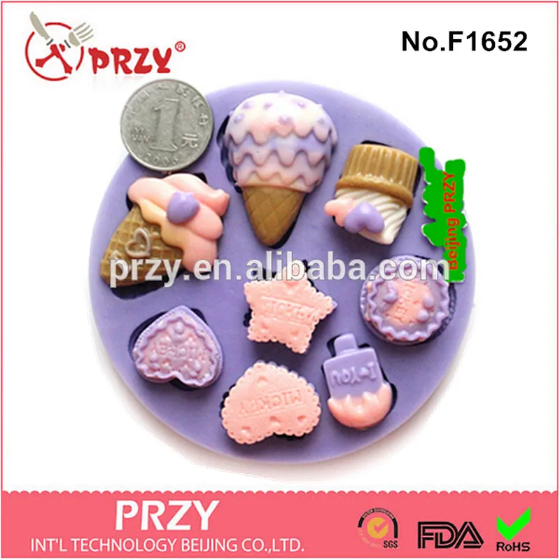 2015 hotsale sugarcraft fondant ice cream shaped silicone molds for cake decorating