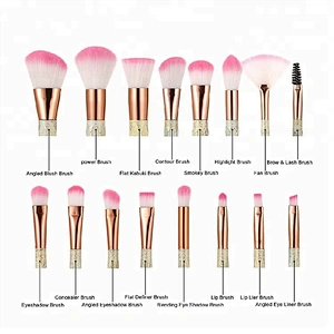 Customized High Quality Your Own Brand Diamond Rainbow Eye 16pcs Private Label Makeup Brush Set Professional