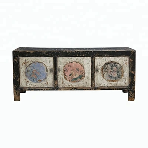 chinese oriental old distressed rustic painted storage sideboard furniture